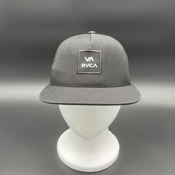 VA RVCA Embroidered Black Hat Unisex Adjustable Mesh Snap Back Cap - Picture 1 of 7
